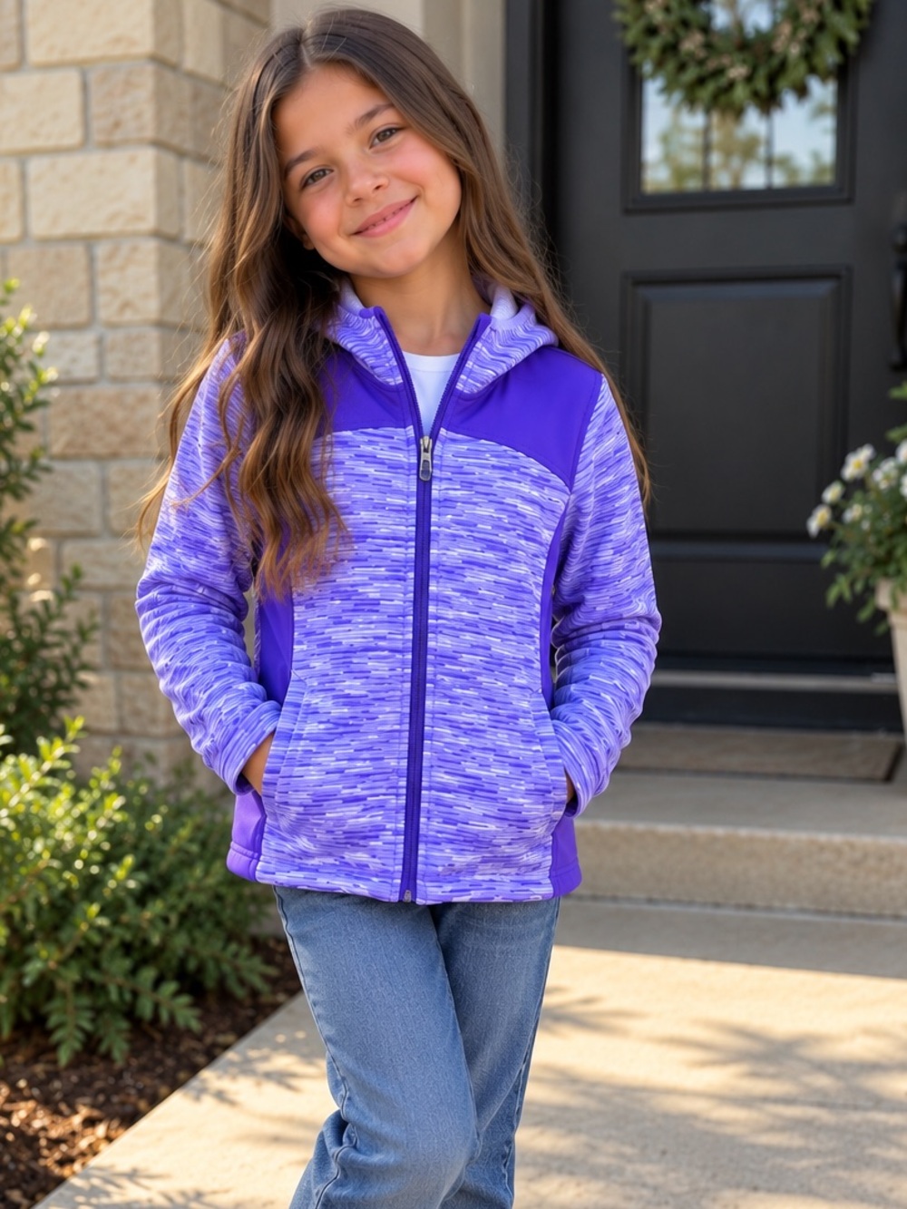 Free Country Girl’s Purple Hooded Fleece Lined Jacket Size 10/12